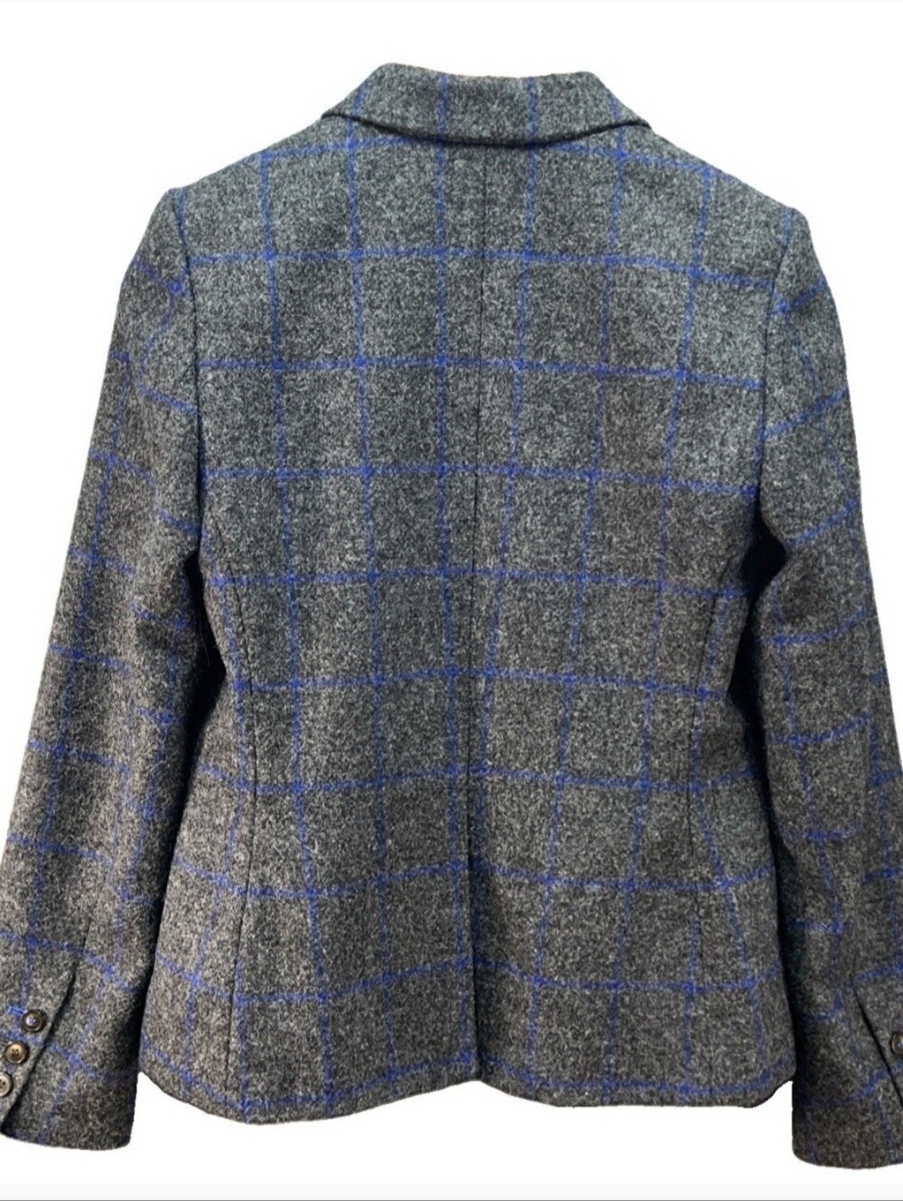Boden Women's Tweed Blazer Gray & Blue Windowpane, Size 10R - Picture 2 of 15